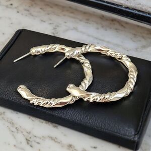 Silver Tone Hoop Earrings For Women Twisted Design Premier Classic Chic 3H